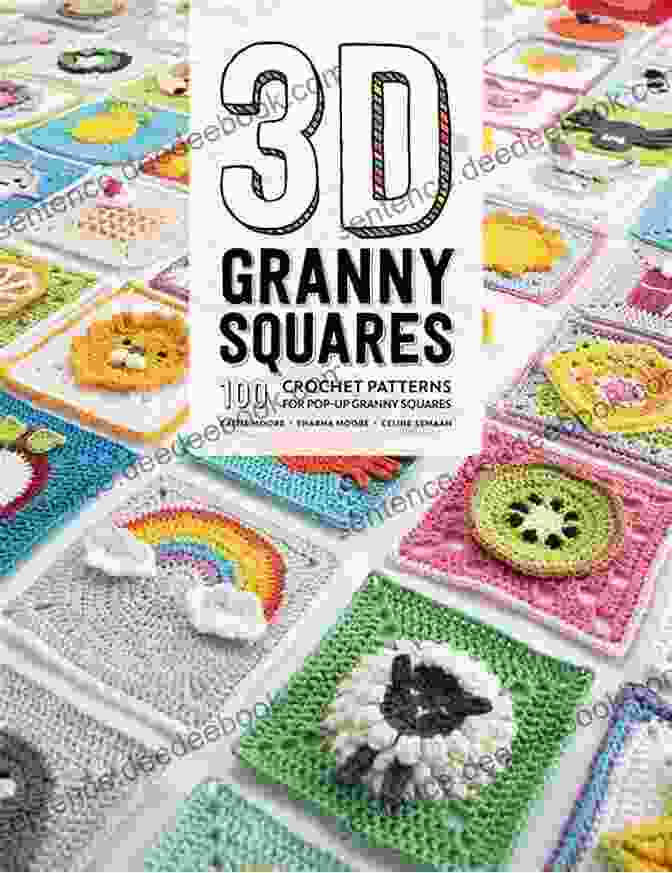 Close Up View Of Three Different 3D Granny Squares Showcasing Intricate Puff Stitches, Popcorn Stitches, And Multi Colored Patterns 3D Granny Squares Crochet Tutorials: 3D Granny Squares Pattern To Try For Beginners: Granny Squares Crochet Patterns